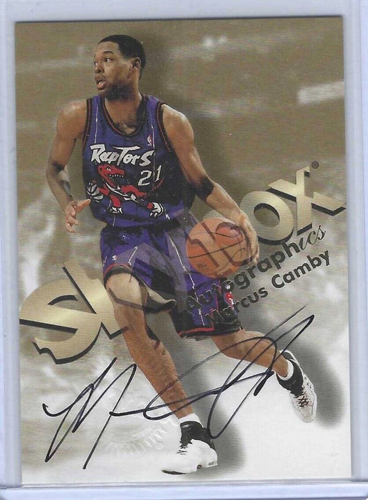 MARCUS CAMBY 1998-99 SKYBOX AUTOGRAPHICS ON CARD AUTO