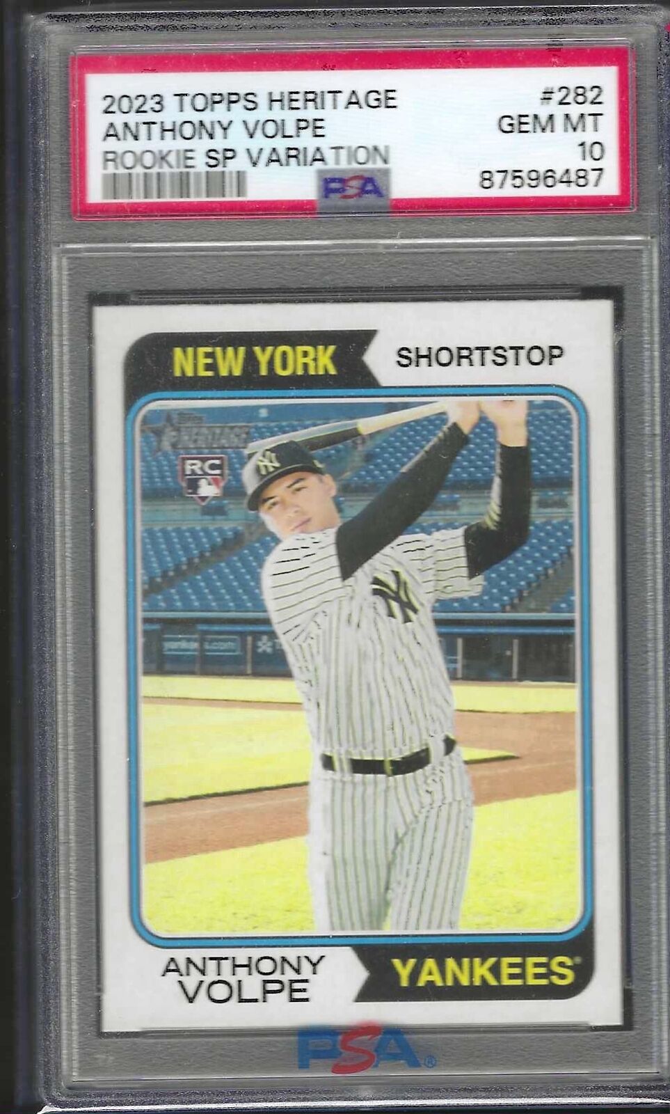 ANTHONY VOLPE 2023 TOPPS HERITAGE ROOKIE SP VARIATION RC #282 PSA 10 GEM MINT