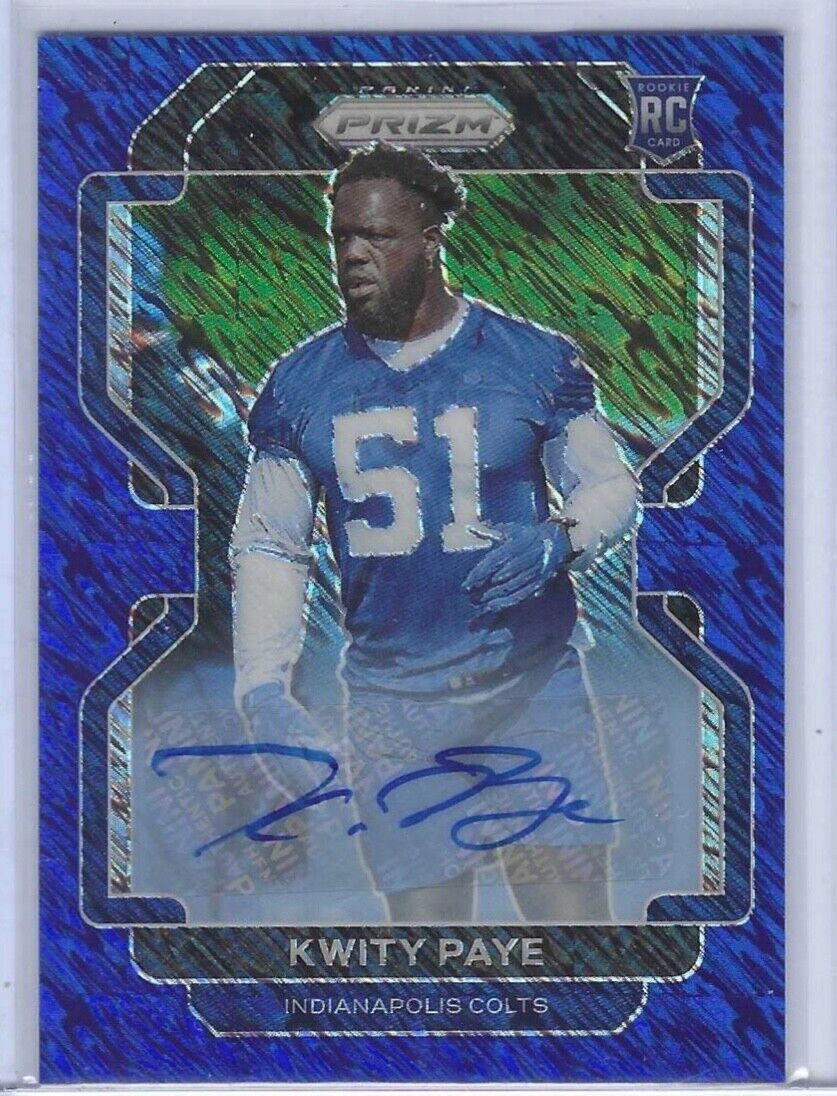 KWITY PAYE 2021 PANINI PRIZM BLUE SHIMMER PRIZMS ROOKIE AUTO RC #D 03/25