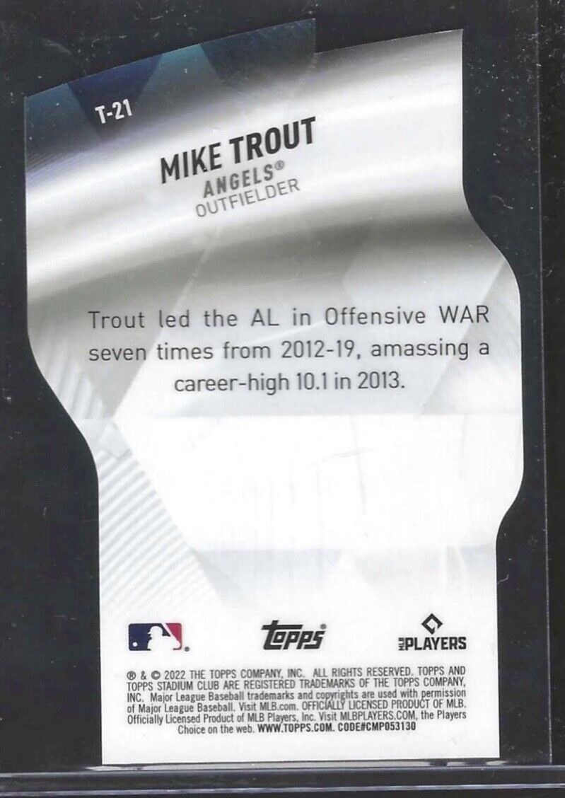 MIKE TROUT 2022 TOPPS STADIUM CLUB CHROME TRIUMVERATES DIE CUT REFRACTOR #T-21