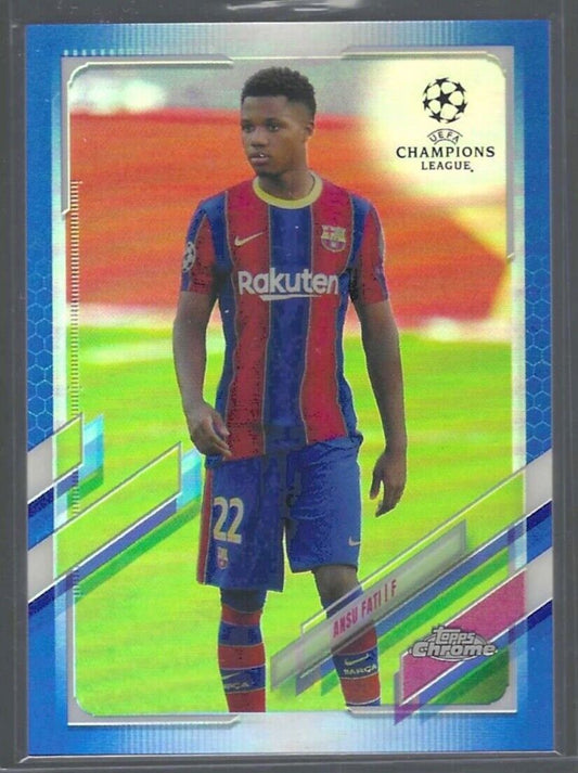 ANSU FATI 2020-21 TOPPS CHROME UEFA UCL BLUE REFRACTOR #D 026/150