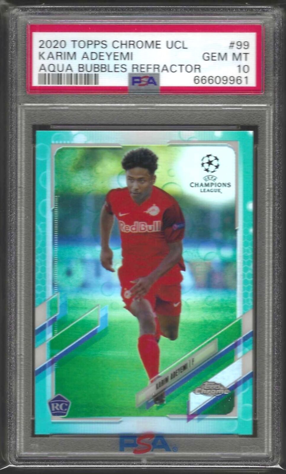 KARIM ADEYEMI 2020-21 TOPPS CHROME AQUA BUBBLES REFRACTOR RC #99 PSA 10 POP 3