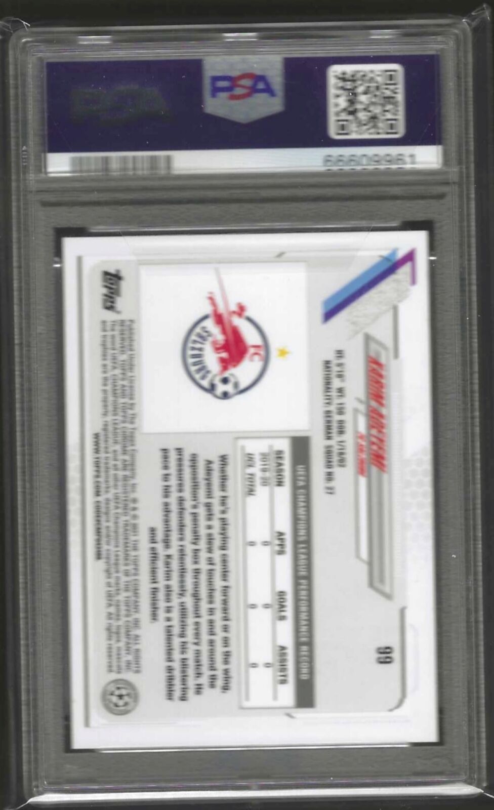 KARIM ADEYEMI 2020-21 TOPPS CHROME AQUA BUBBLES REFRACTOR RC #99 PSA 10 POP 3
