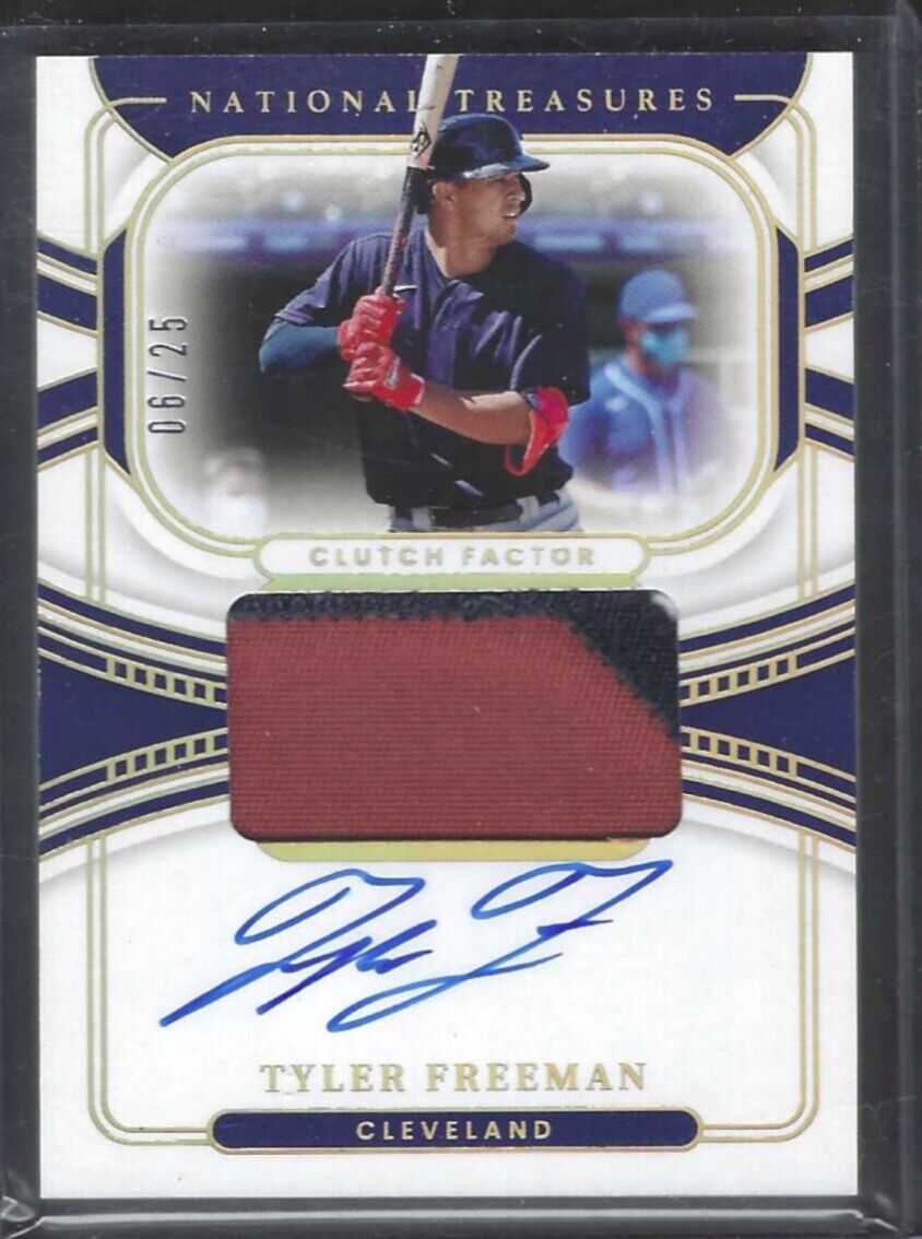 TYLER FREEMAN 2022 PANINI NATIONAL TREASURES CLUTCH FACTOR PATCH AUTO #D 06/25