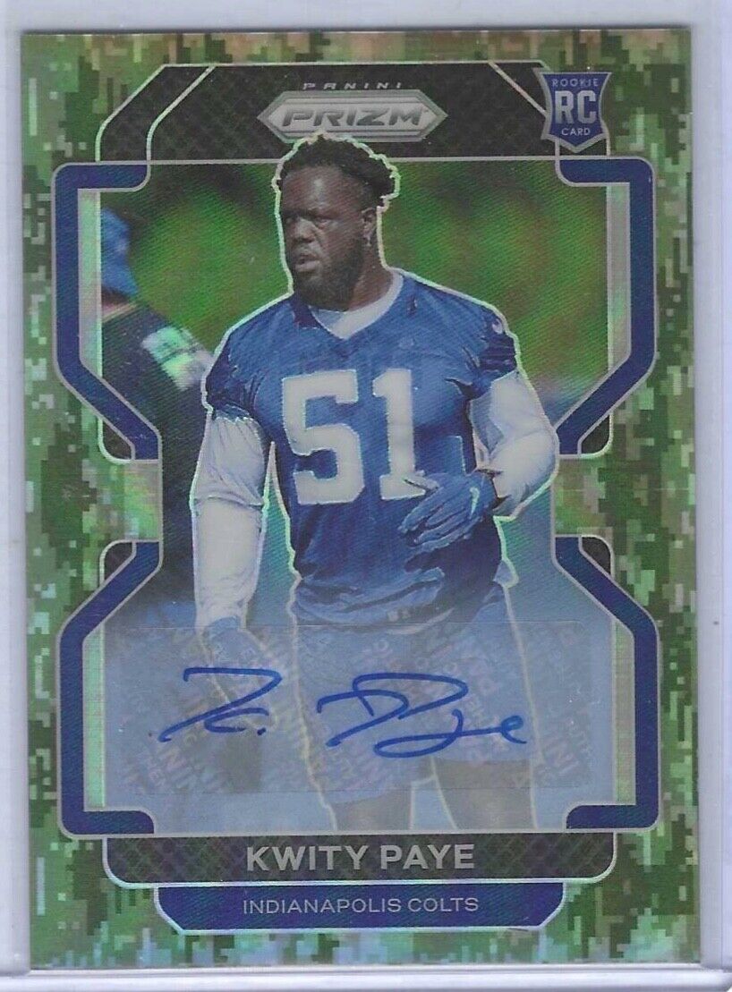 KWITY PAYE 2021 PANINI PRIZM CAMO PRIZMS ROOKIE AUTO RC #D 07/25