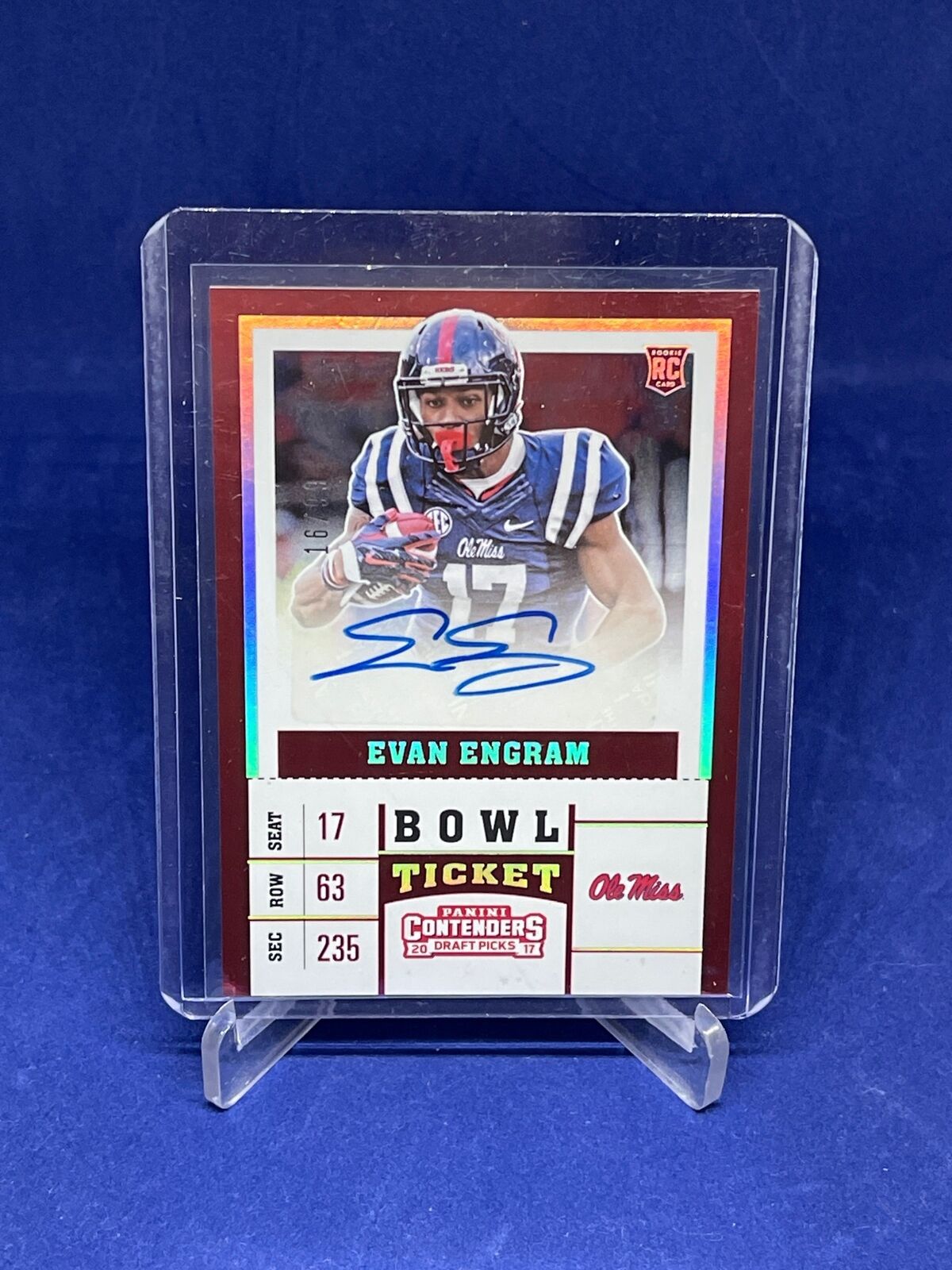 EVAN ENGRAM 2017 PANINI CONTENDERS DRAFT PICKS BOWL TICKET AUTO RC #D 16/99
