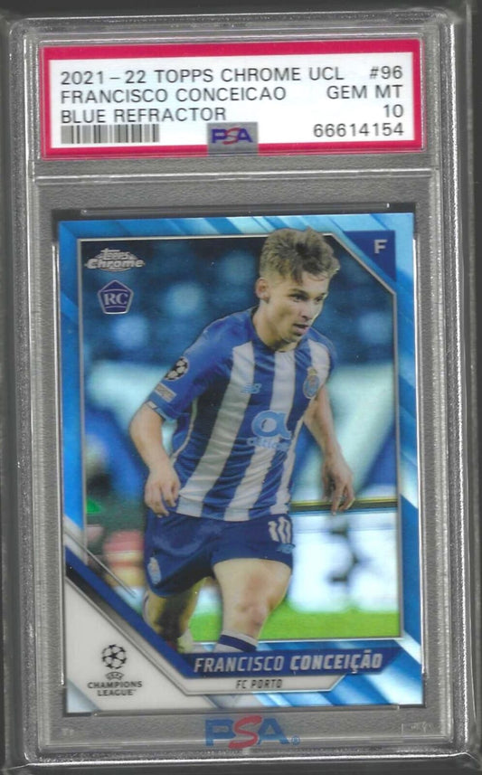 FRANCISCO CONCEICAO 2021-22 TOPPS CHROME BLUE REFRACTOR RC /150 PSA 10 GEM POP 1