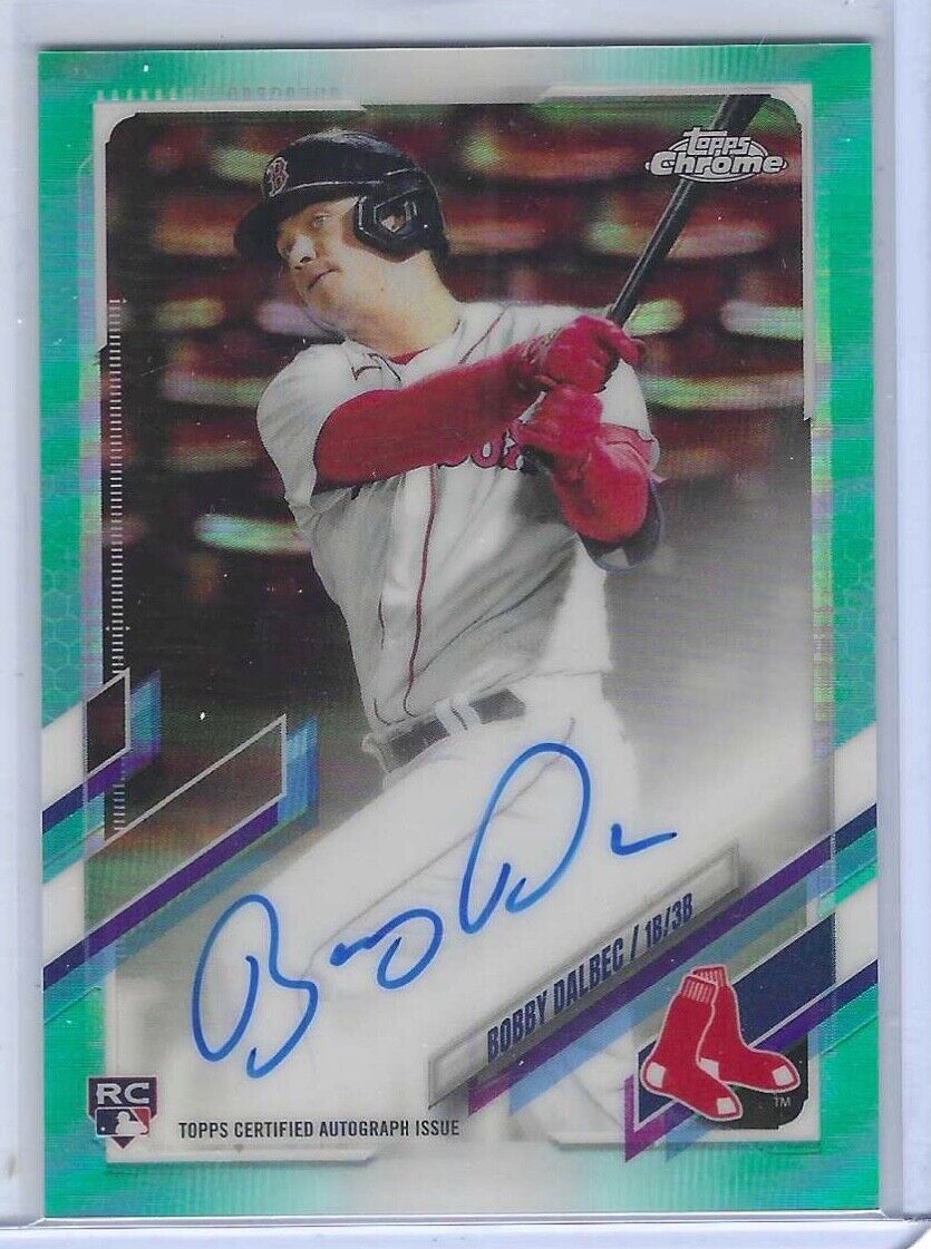 BOBBY DALBEC 2021 TOPPS CHROME AQUA REFRACTOR ROOKIE ON CARD AUTO RC #D 093/199