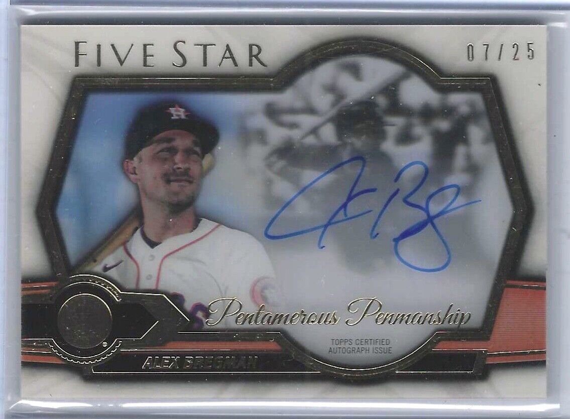 ALEX BREGMAN 2021 TOPPS FIVE STAR PENTAMEROUS PENMANSHIP ON CARD AUTO #D 07/25