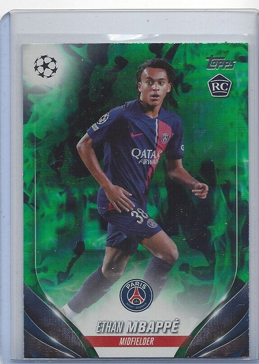 ETHAN MBAPPE 2023-24 TOPPS CLUB COMPETITIONS GREEN & BLACK INFERNO RC #D 6/125