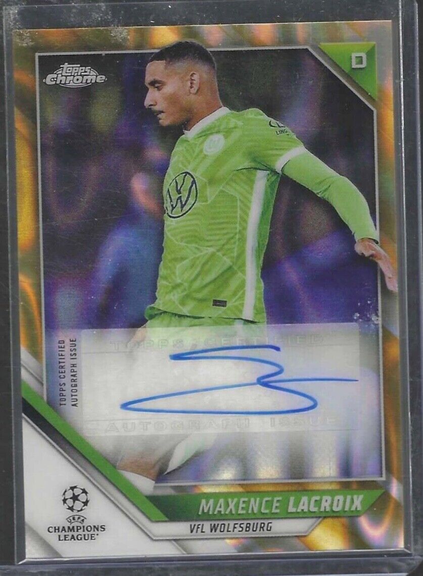 MAXENCE LACROIX 2021-22 TOPPS CHROME UCL GOLD LAVA SP REFRACTOR AUTO #CA-MX
