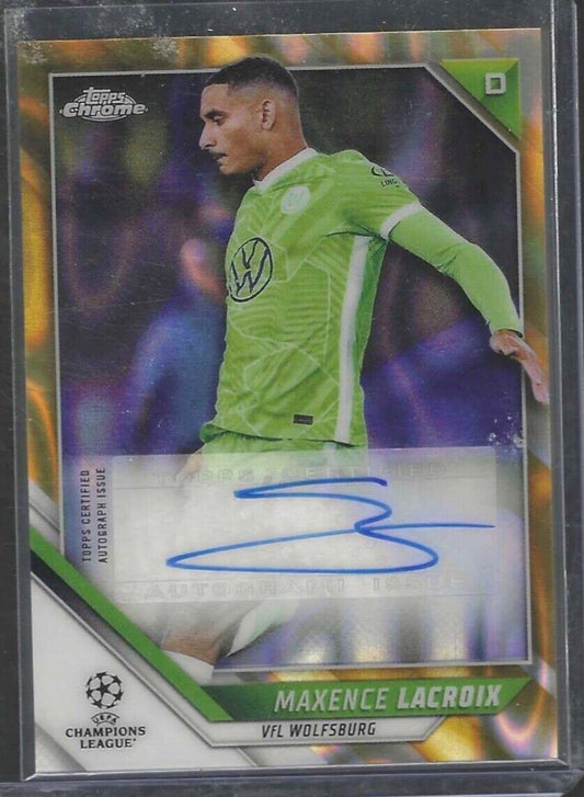 MAXENCE LACROIX 2021-22 TOPPS CHROME UCL GOLD LAVA SP REFRACTOR AUTO #CA-MX