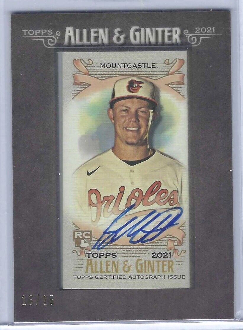 RYAN MOUNTCASTLE 2021 TOPPS ALLEN AND GINTER BLACK PORTRAIT AUTO RC #D 16/25