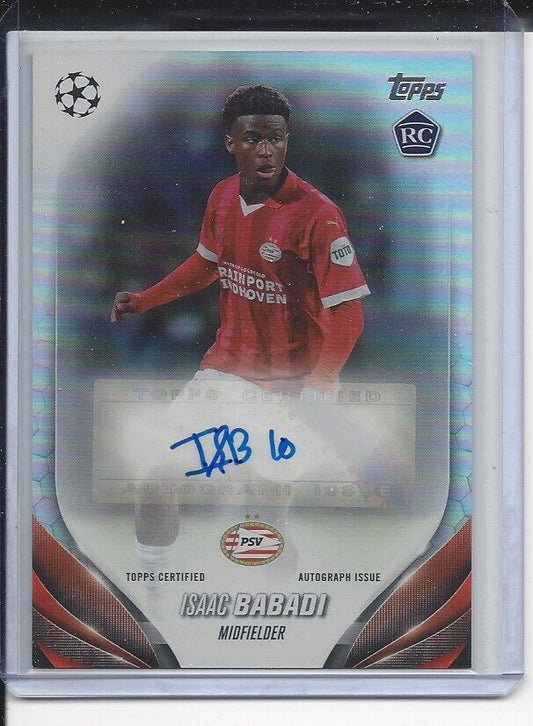 ISAAC BABADI 2023-24 TOPPS CLUB COMPETITIONS UCL SILVER FOIL AUTO ROOKIE RC
