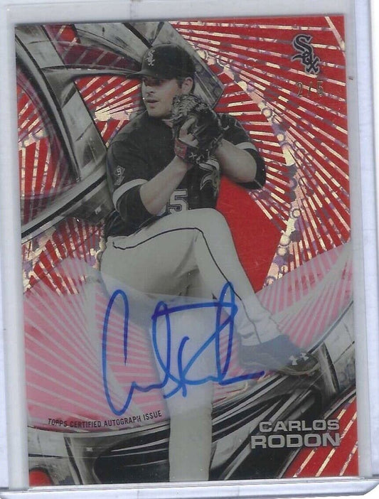CARLOS RODON 2016 TOPPS HIGH TEK RED ORBIT DIFFRACTOR ON CARD AUTO #D 2/5