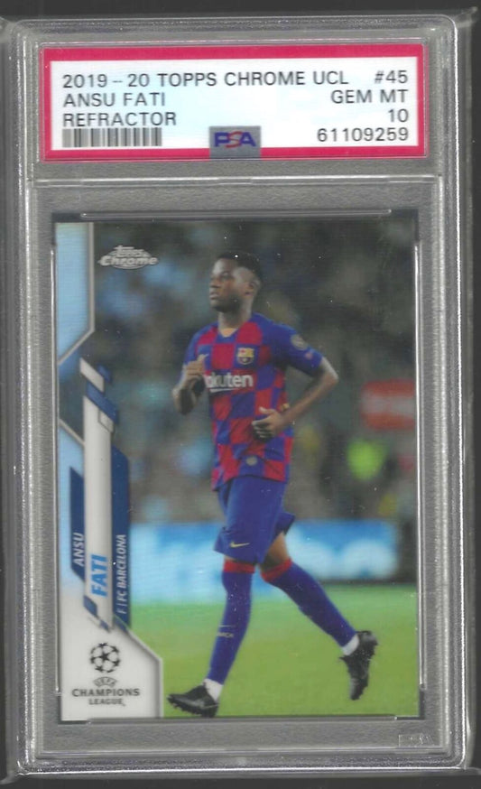 ANSU FATI 2019-20 TOPPS CHROME SILVER REFRACTOR RC #45 PSA 10 GEM MINT
