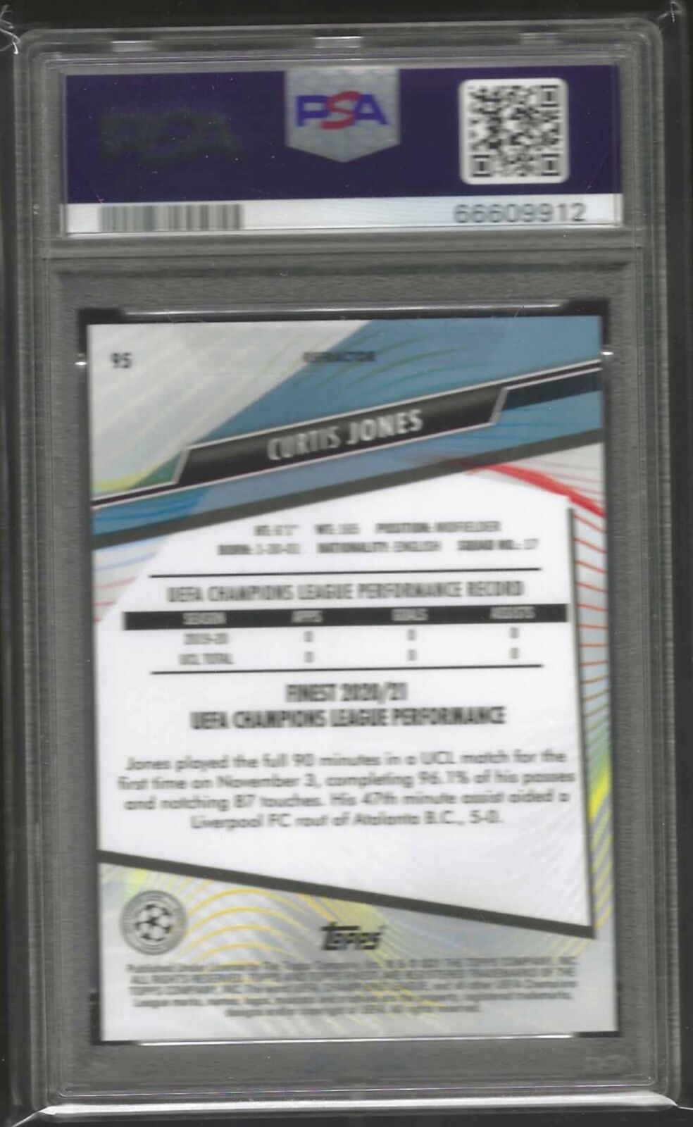 CURTIS JONES 2020-21 TOPPS FINEST SILVER REFRACTOR RC #95 PSA 10 GEM MINT POP 4