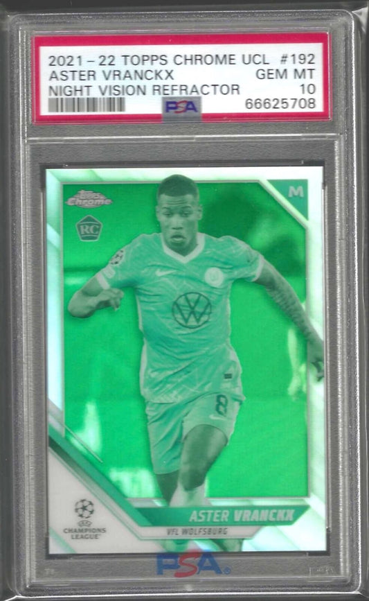 ASTER VRANCKX 2021-22 TOPPS CHROME NIGHT VISION REFRACTOR RC /225 PSA 10 POP 1/1
