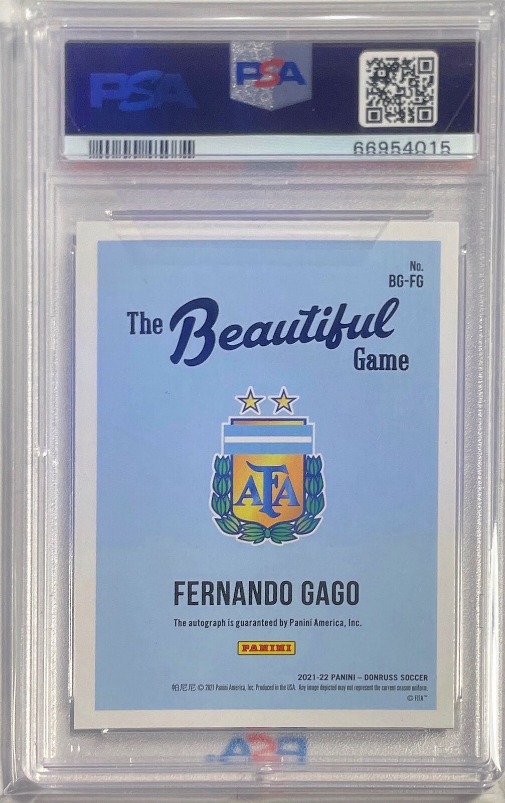 FERNANDO GAGO 2021-22 DONRUSS ROAD TO QATAR BEAUTIFUL GAME AUTO PSA 10 POP 1/1