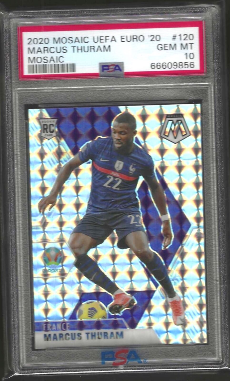 MARCUS THURAM 2020-21 PANINI MOSAIC SILVER MOSAIC PRIZM RC #120 PSA 10 GEM POP 5