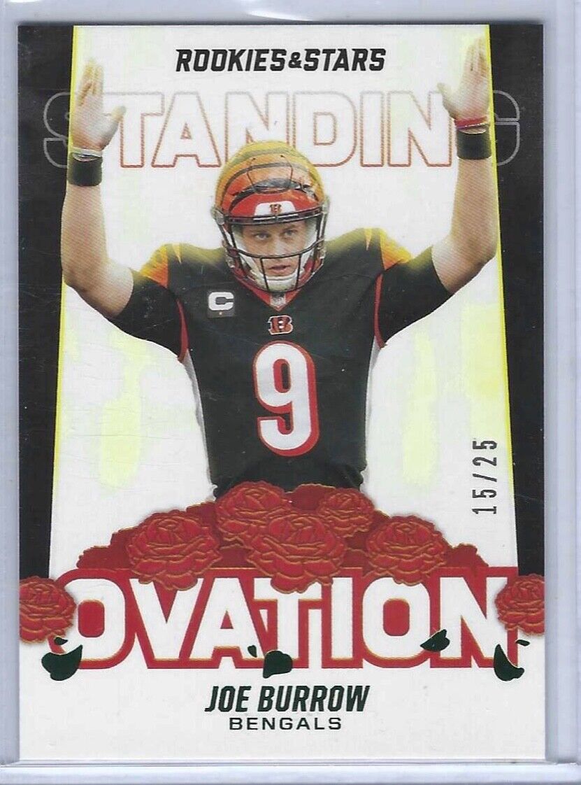 JOE BURROW 2021 PANINI ROOKIES AND STARS STANDING OVATION GREEN #D 15/25