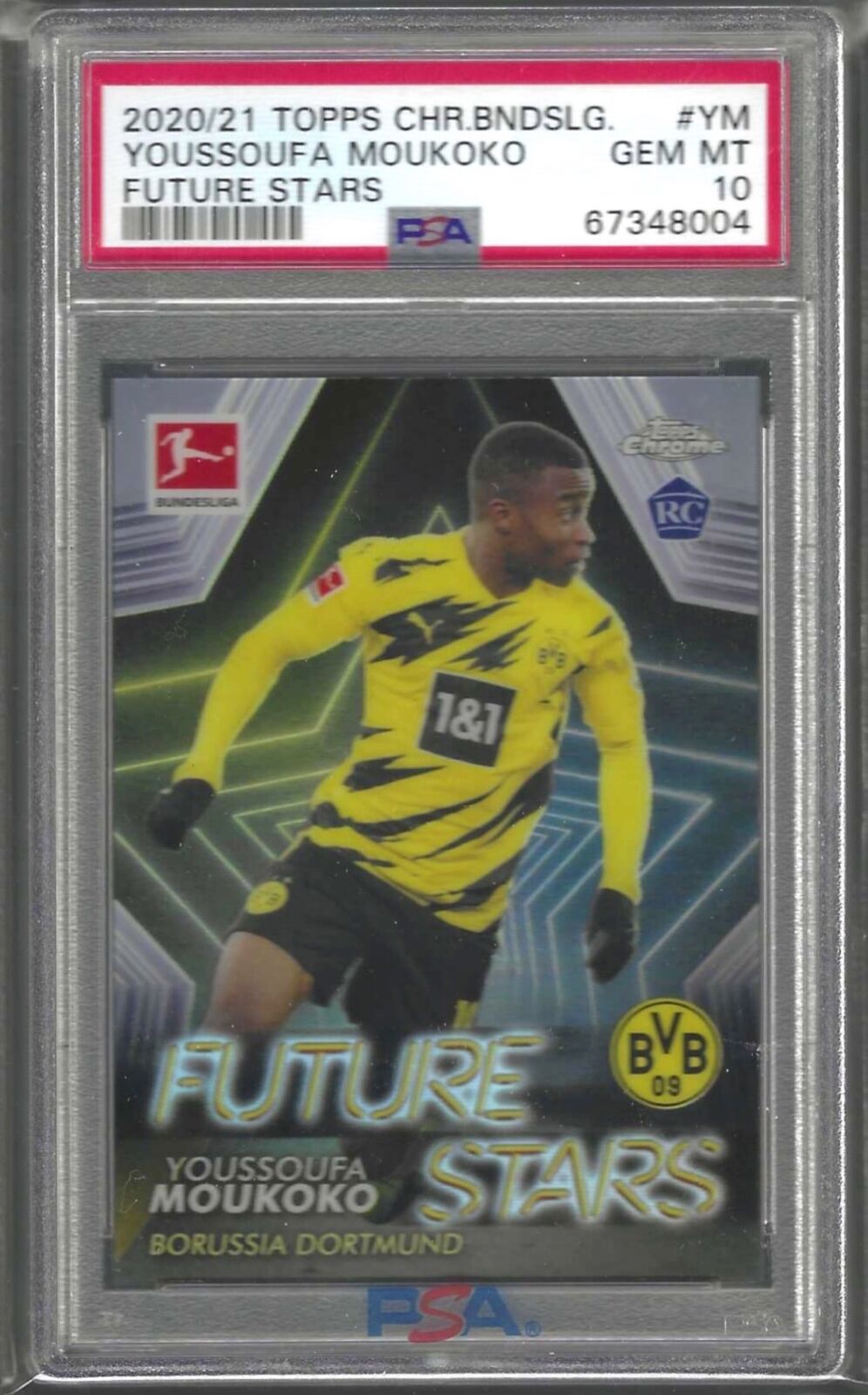 YOUSSOUFA MOUKOKO 2020-21 TOPPS CHROME FUTURE STARS REFRACTOR RC PSA 10 GEM MINT