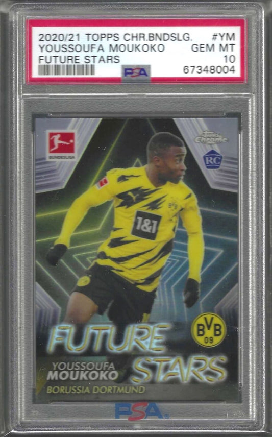 YOUSSOUFA MOUKOKO 2020-21 TOPPS CHROME FUTURE STARS REFRACTOR RC PSA 10 GEM MINT