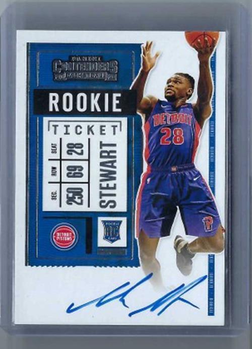 ISAIAH STEWART 2020-21 CONTENDERS ROOKIE TICKET VARIATION ON CARD AUTO RC #121