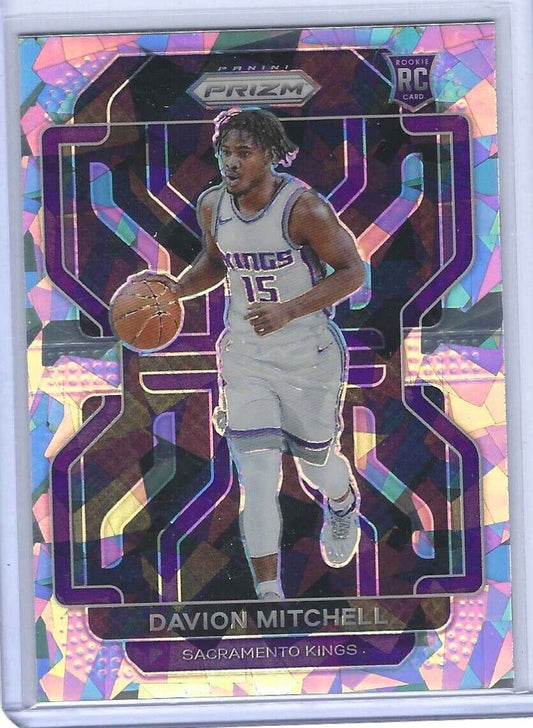 DAVION MITCHELL 2021-22 PANINI PRIZM SILVER CRACKED ICE PRIZM ROOKIE RC #312