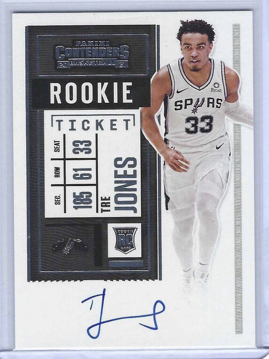 TRE JONES 2020-21 PANINI CONTENDERS ROOKIE TICKET ON CARD AUTO RC #120