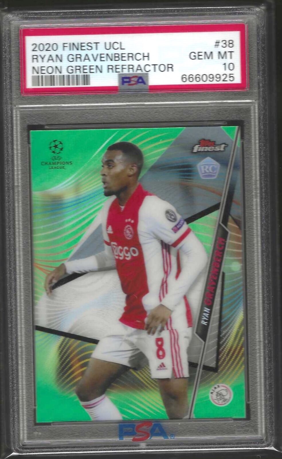RYAN GRAVENBERCH 2020-21 TOPPS FINEST GREEN REFRACTOR RC /99 PSA 10 GEM POP 7
