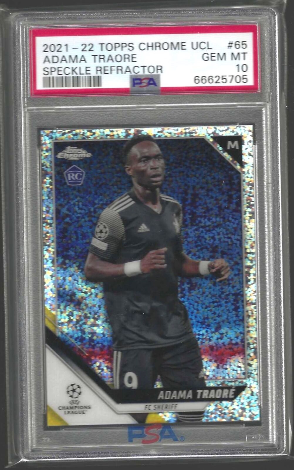 ADAMA TRAORE 2021-22 TOPPS CHROME SPECKLE REFRACTOR RC #65 PSA 10 GEM POP 1/1