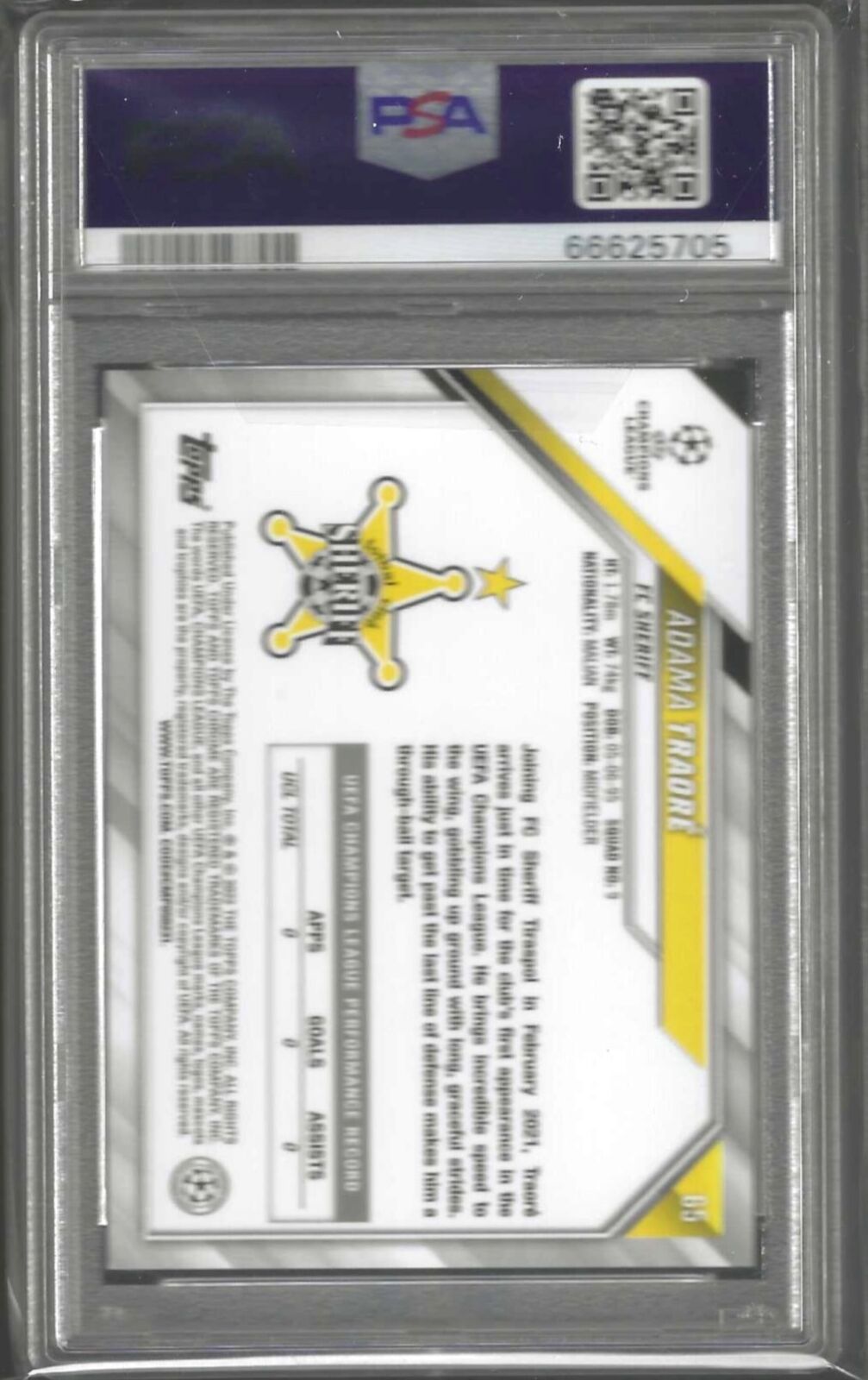 ADAMA TRAORE 2021-22 TOPPS CHROME SPECKLE REFRACTOR RC #65 PSA 10 GEM POP 1/1