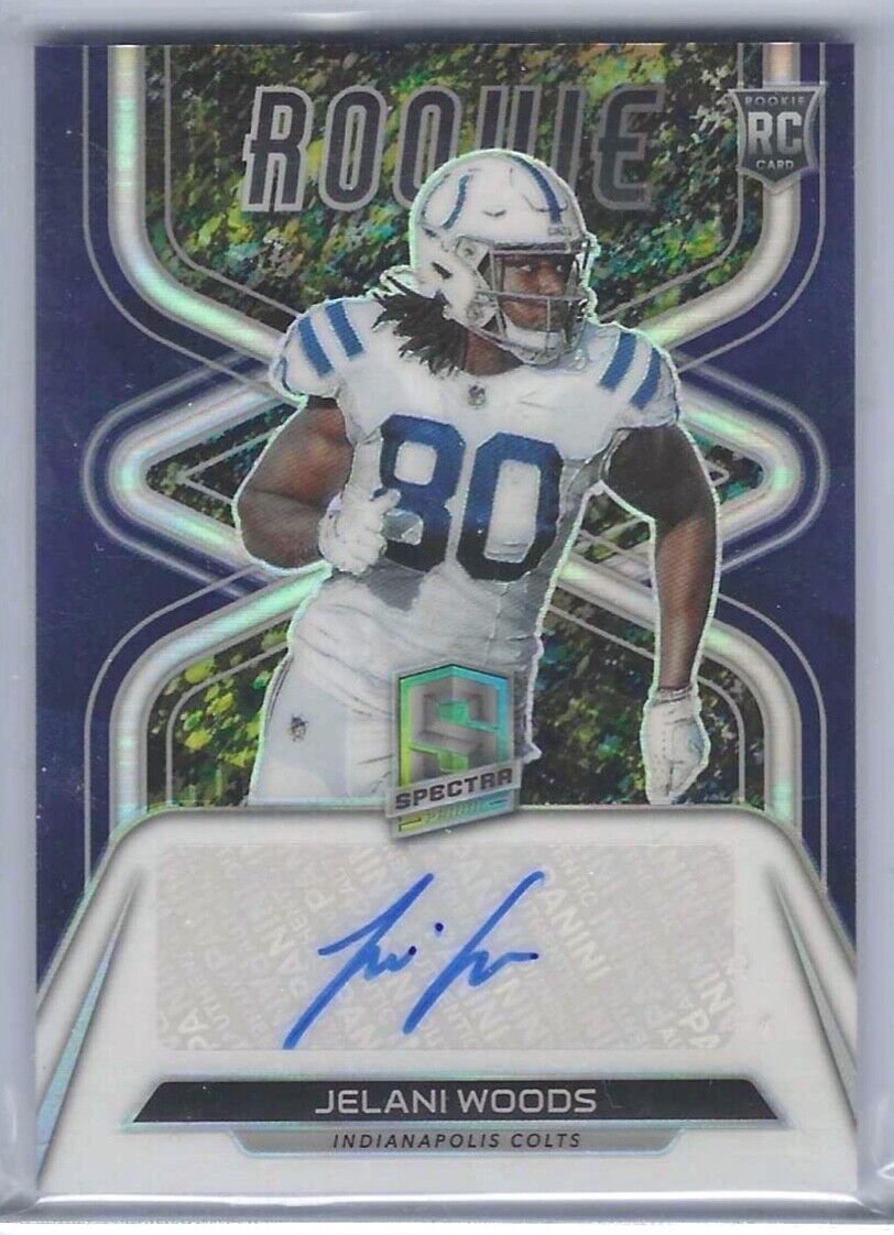 JELANI WOODS 2022 PANINI SPECTRA NEON SPLATTER PRIZM ROOKIE AUTO RC #D 5/8