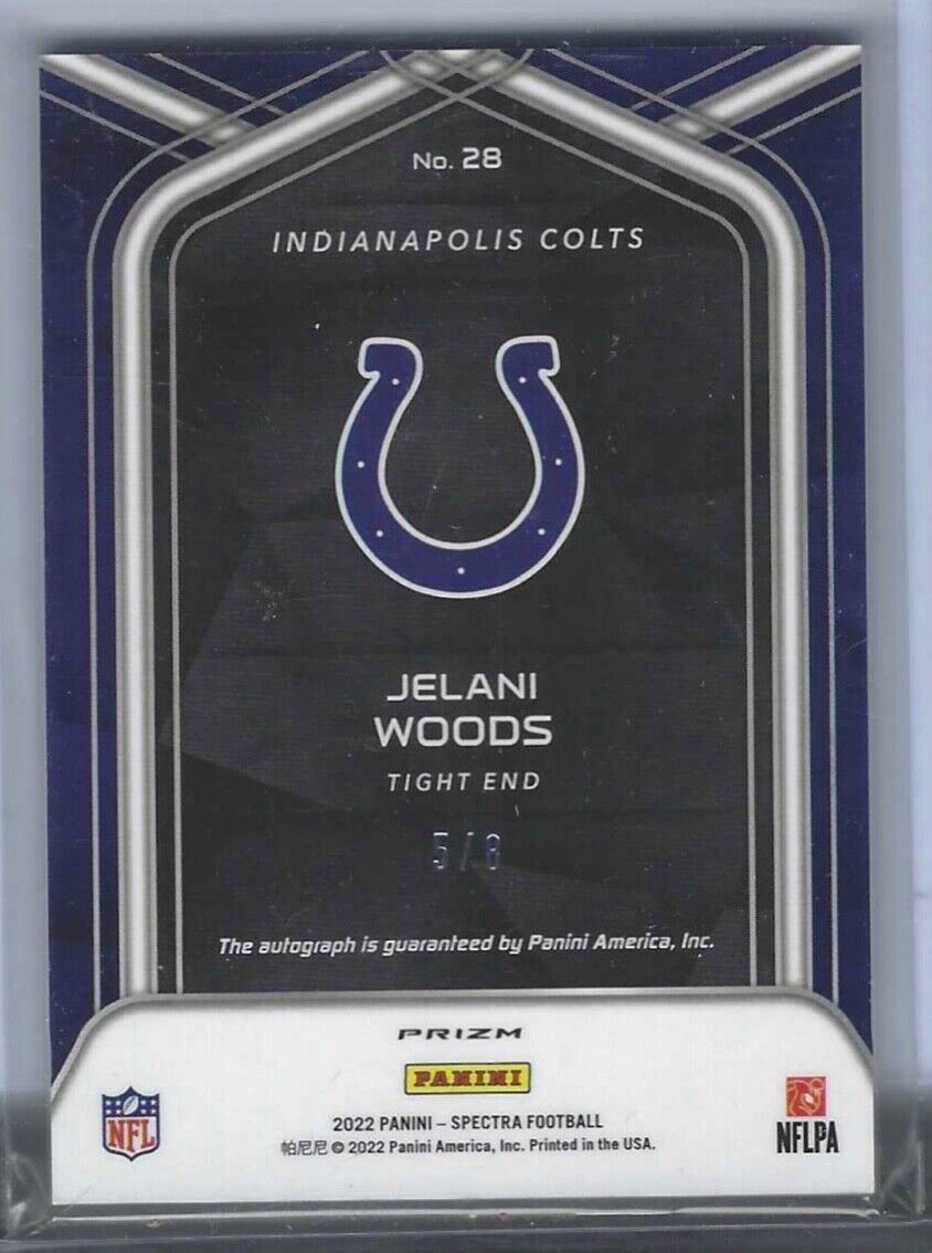 JELANI WOODS 2022 PANINI SPECTRA NEON SPLATTER PRIZM ROOKIE AUTO RC #D 5/8