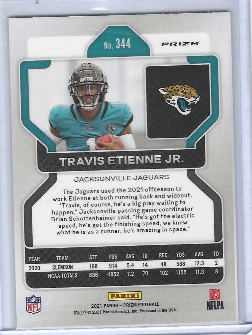 TRAVIS ETIENNE JR 2021 PANINI PRIZM SILVER PRIZM ROOKIE RC #344