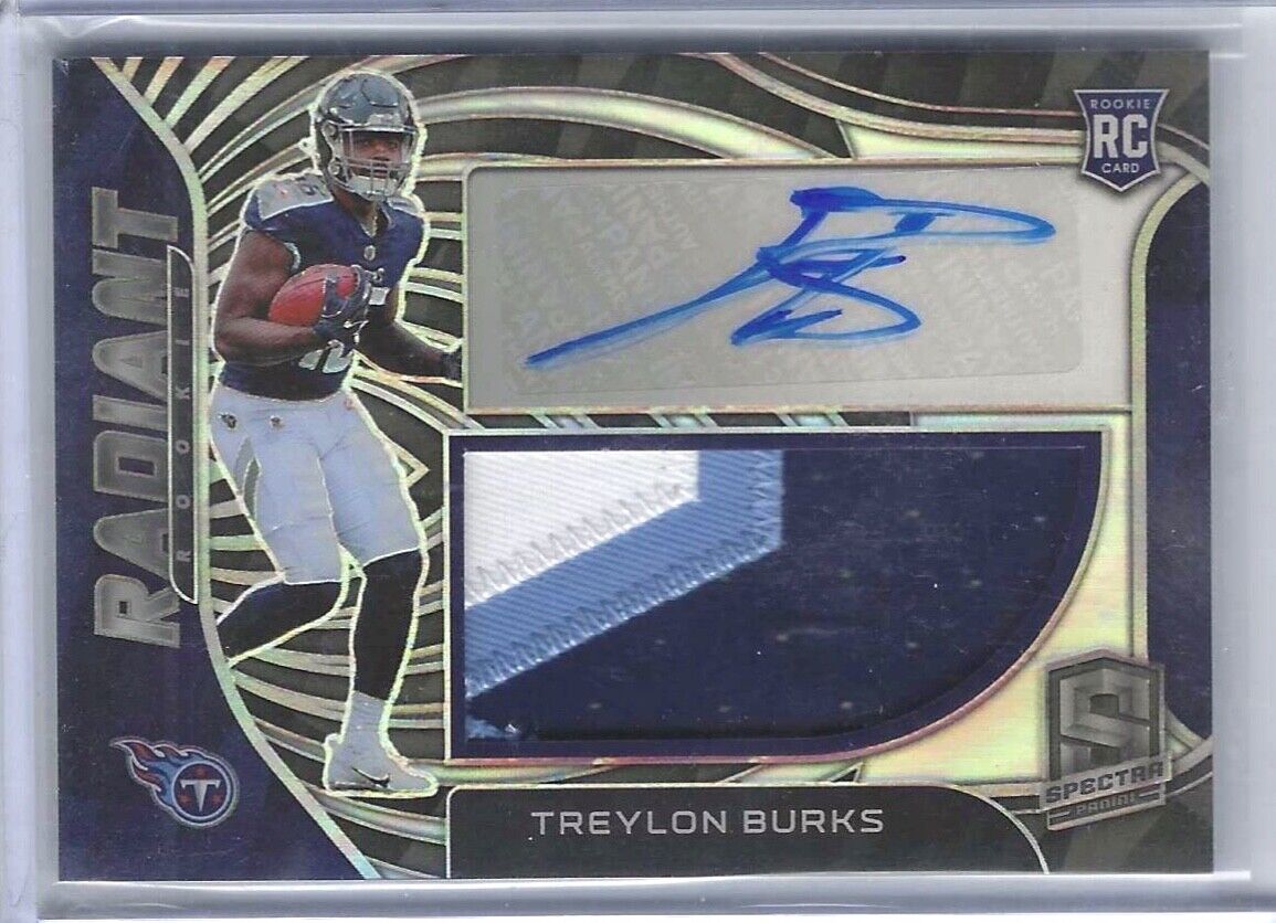 TREYLON BURKS 2022 PANINI SPECTRA SILVER RADIANT ROOKIE PATCH AUTO RC #D 20/99