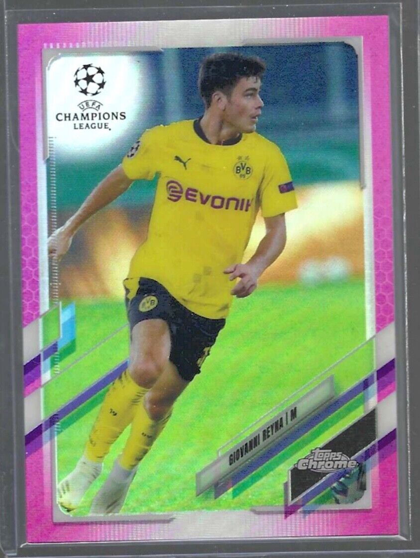 GIOVANNI REYNA 2020-21 TOPPS CHROME UCL UEFA PINK REFRACTOR #D 153/175
