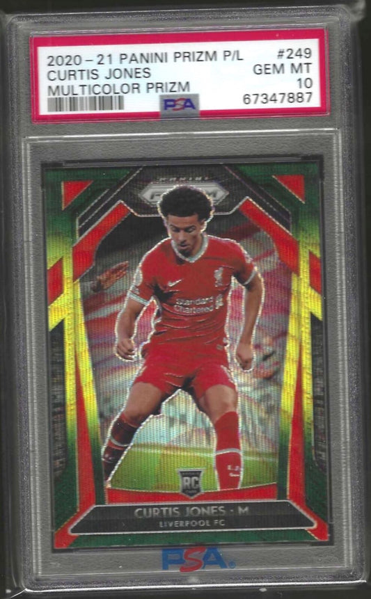 CURTIS JONES 2020-21 PANINI PRIZM EPL MULTICOLOR PRIZM RC #249 PSA 10 GEM POP 3