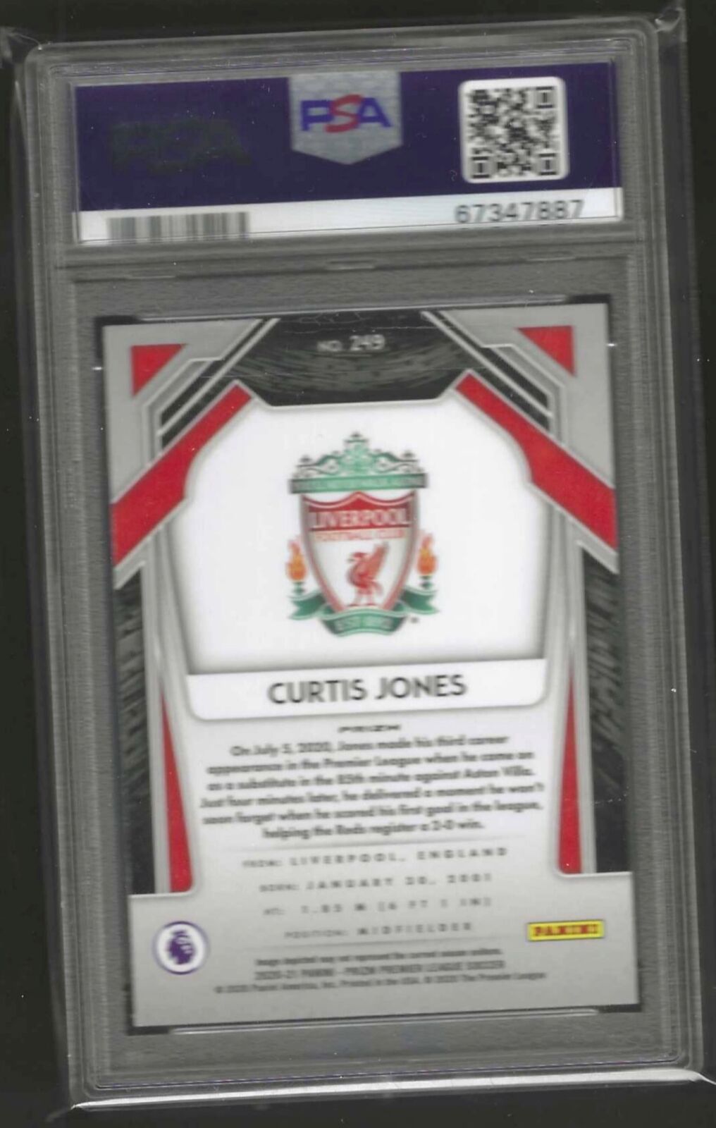 CURTIS JONES 2020-21 PANINI PRIZM EPL MULTICOLOR PRIZM RC #249 PSA 10 GEM POP 3