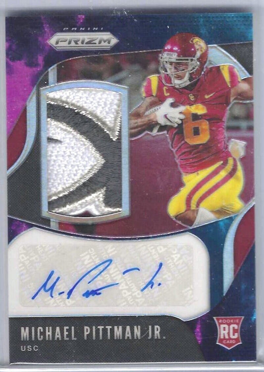 MICHAEL PITTMAN JR 2020 CHRONICLES NEBULA PRIZM ROOKIE LOGO PATCH AUTO RC #D 2/2