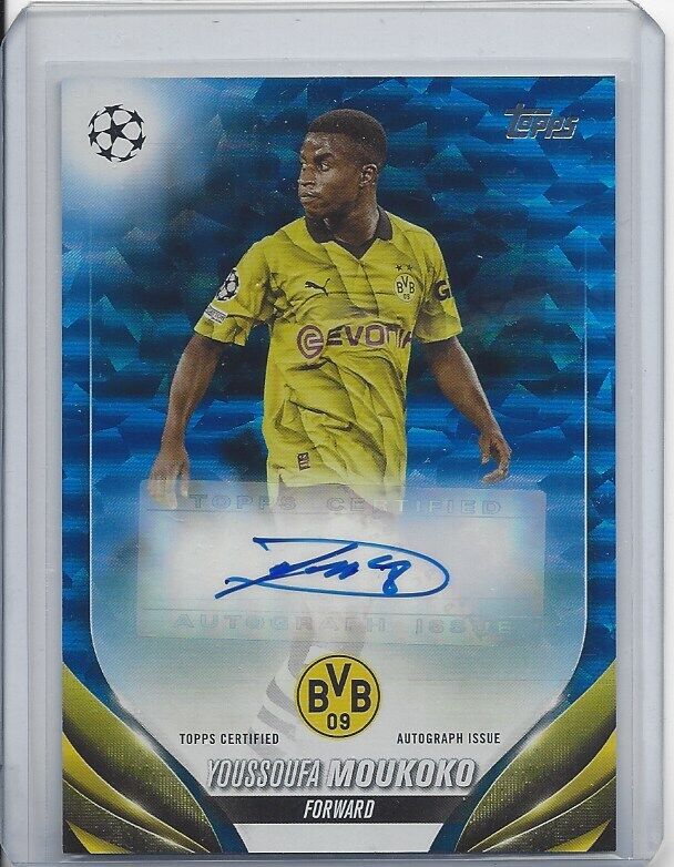 YOUSSOUFA MOUKOKO 2023-24 TOPPS CLUB COMPETITIONS UCL BLUE ICY FOIL AUTO #D /99