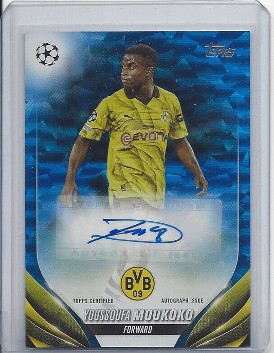 YOUSSOUFA MOUKOKO 2023-24 TOPPS CLUB COMPETITIONS UCL BLUE ICY FOIL AUTO #D /99