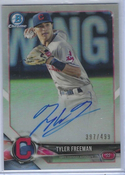 TYLER FREEMAN 2018 BOWMAN CHROME REFRACTOR PROSPECT AUTO #D 397/499