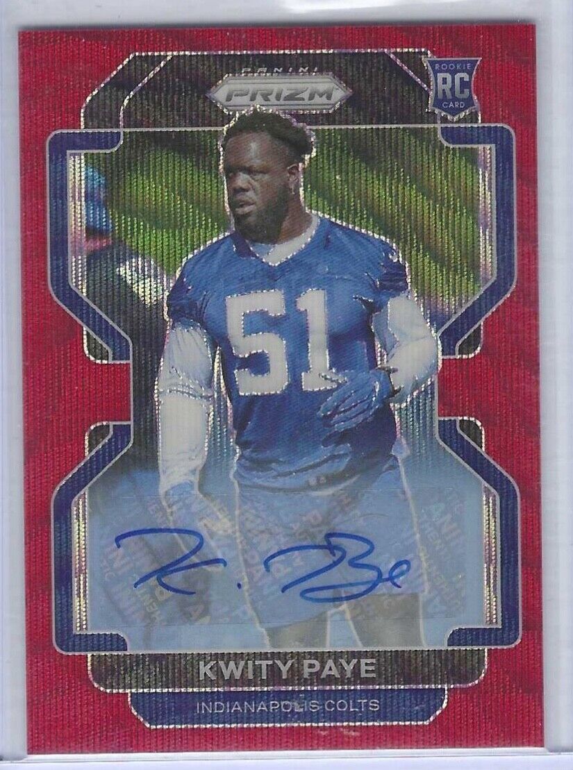 KWITY PAYE 2021 PANINI PRIZM RED WAVE PRIZMS ROOKIE AUTO RC #D 112/149