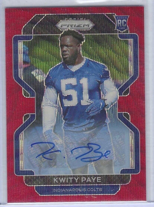 KWITY PAYE 2021 PANINI PRIZM RED WAVE PRIZMS ROOKIE AUTO RC #D 112/149