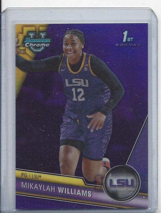 MIKAYLAH WILLIAMS 2023-24 BOWMAN CHROME UNIVERSITY 1ST PURPLE REFRACTOR #D /399