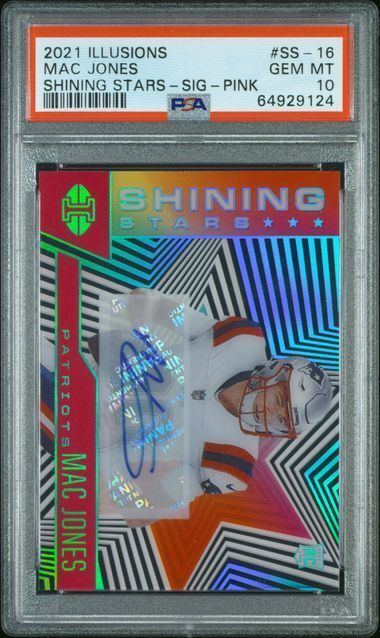 MAC JONES 2021 PANINI ILLUSIONS SHINING STARS PINK AUTO RC #D 1/30 PSA 10 POP 4