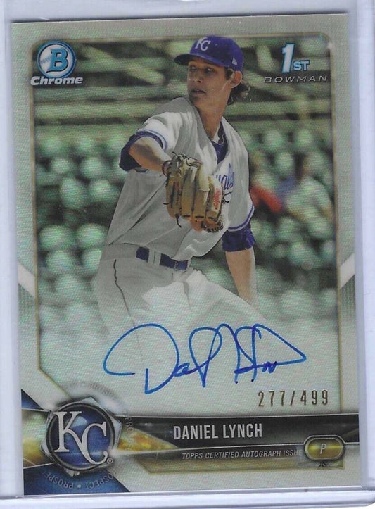DANIEL LYNCH 2018 BOWMAN CHROME REFRACTOR 1ST PROSPECT ON CARD AUTO #D 277/499