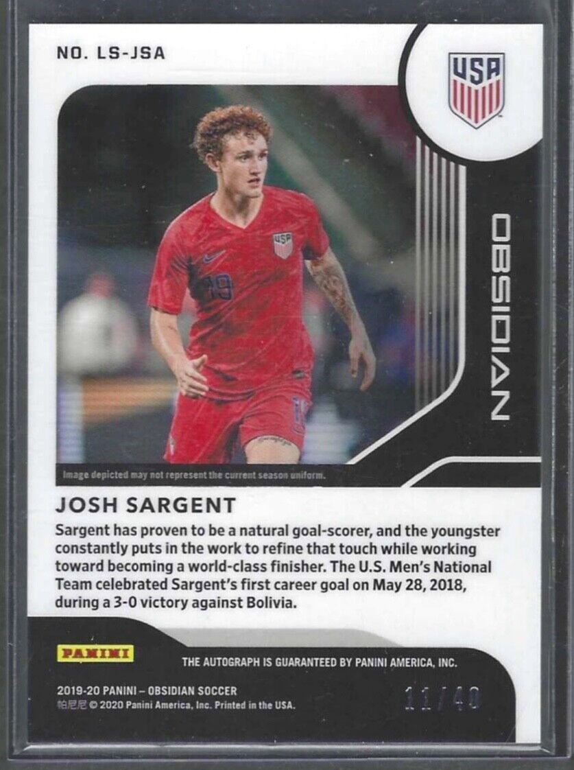 JOSH SARGENT 2019-20 PANINI OBSIDIAN SILVER PRIZM LIGHTNING STRIKE AUTO #D /40